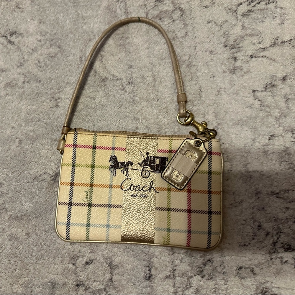 Coach Wristlet w/ Gold and Pink Trimming